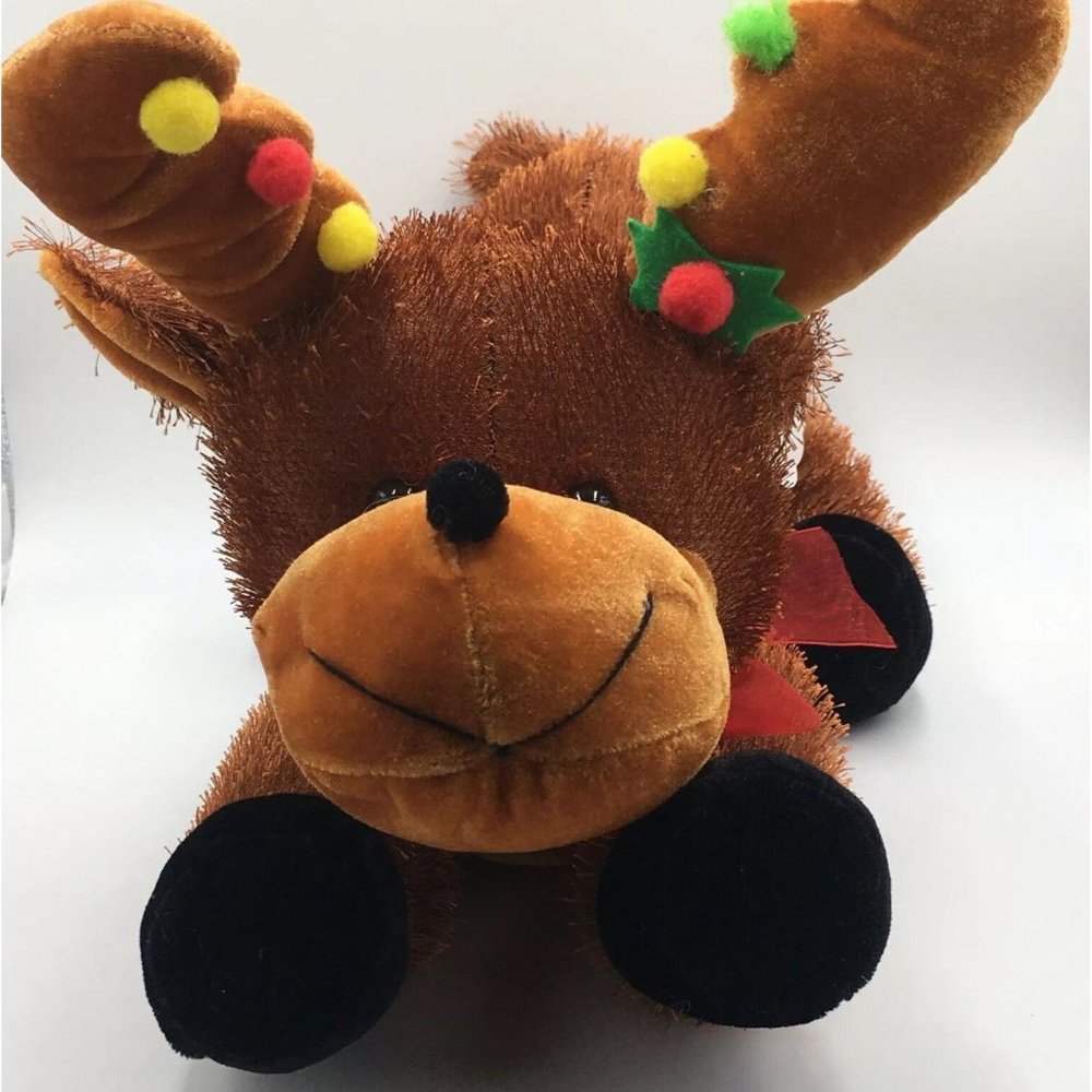 Christmas Holiday REINDEER Stuffed Plush by Good Stuff, 14.5”, NWT (flaw)